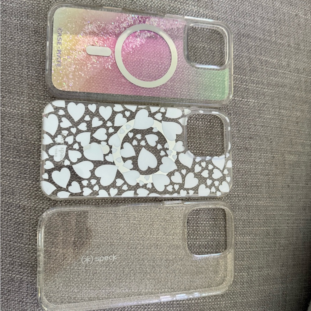 Speck glitter, Kate spade waterfall, & heart case iPhone 16 pro max cases